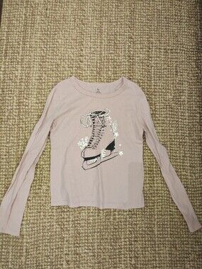 GAP Long Sleeve Pink Girls Tee with Skate Graphic